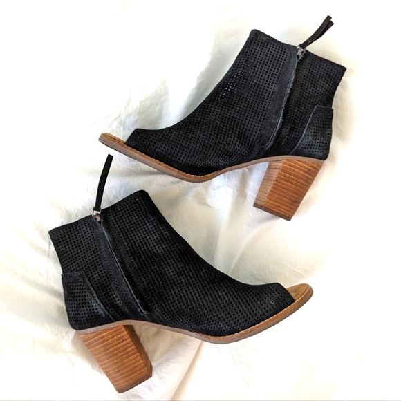 Toms Shoes - Toms Majorca Perforated Suede Peep Toe Ankle Boots